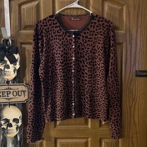 Chic Leopard Print Button Up Cardigan By Surrealist From Anthropologie